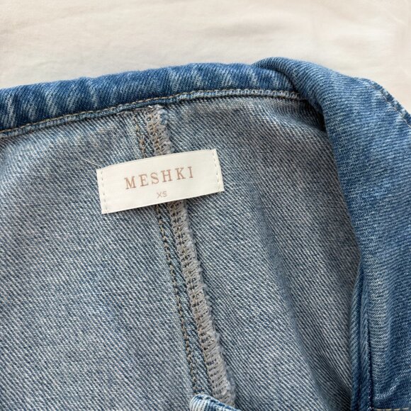 NWOT Meshki - Porter Collared Denim Mini Dress - 70'S Blue - Picture 4 of 4